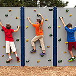 outdoor climbing walls with gray panels
