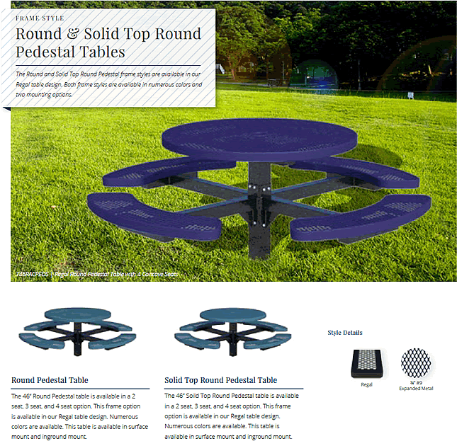 picnic tables circular pedestal design