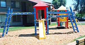 Residential and light commercial fort playground equipment structure.