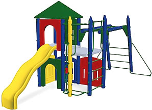 Sturdy Fort Delaware playground equipment structure.
