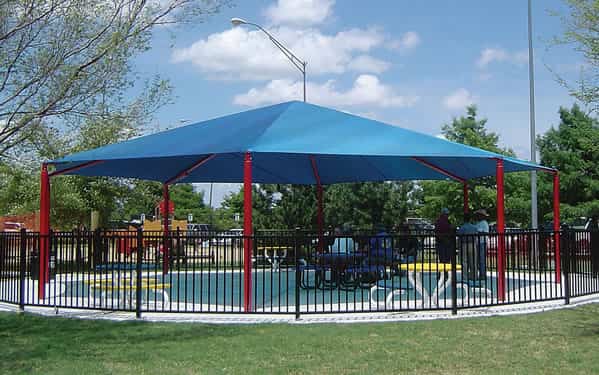 hexagon shade structure for a playground