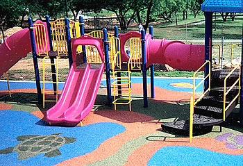 Poured in Place synthetic playground surfacing comes in many colors.