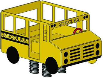 Spring animals, spring toys, spring riders - school bus - playground equipment