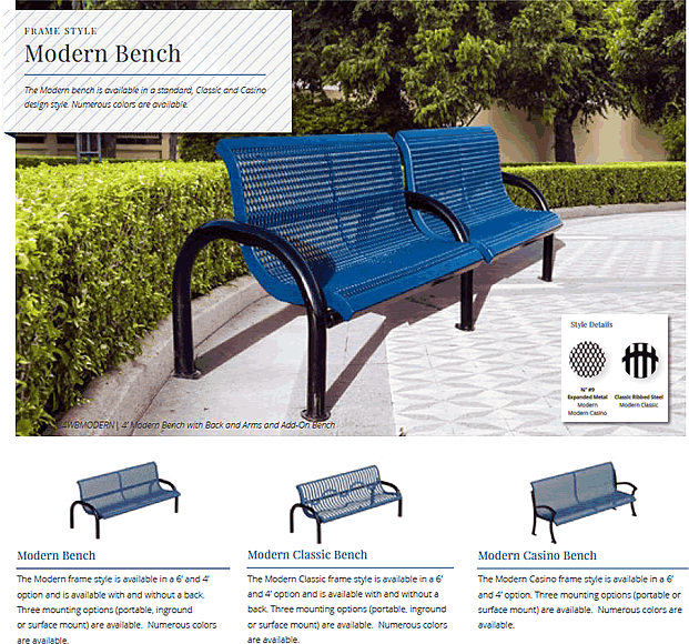 modern benches commercial grade