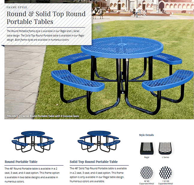 portable round picnic tables