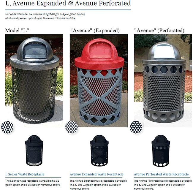 expanded and perforated trash receptacles